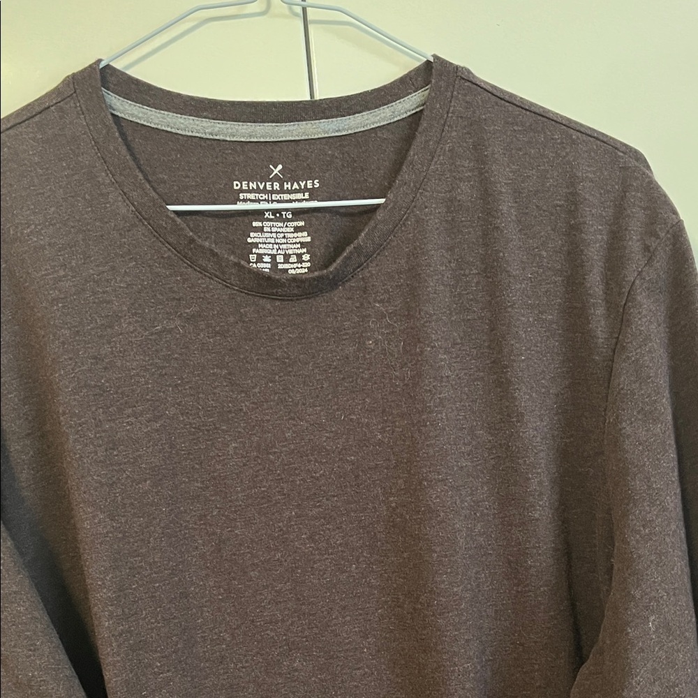 Denver Hayes Men's Dark Brown Stretch Modern Fit Long Sleeve Tee, Size XL - Picture 3 of 5
